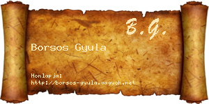 Borsos Gyula névjegykártya